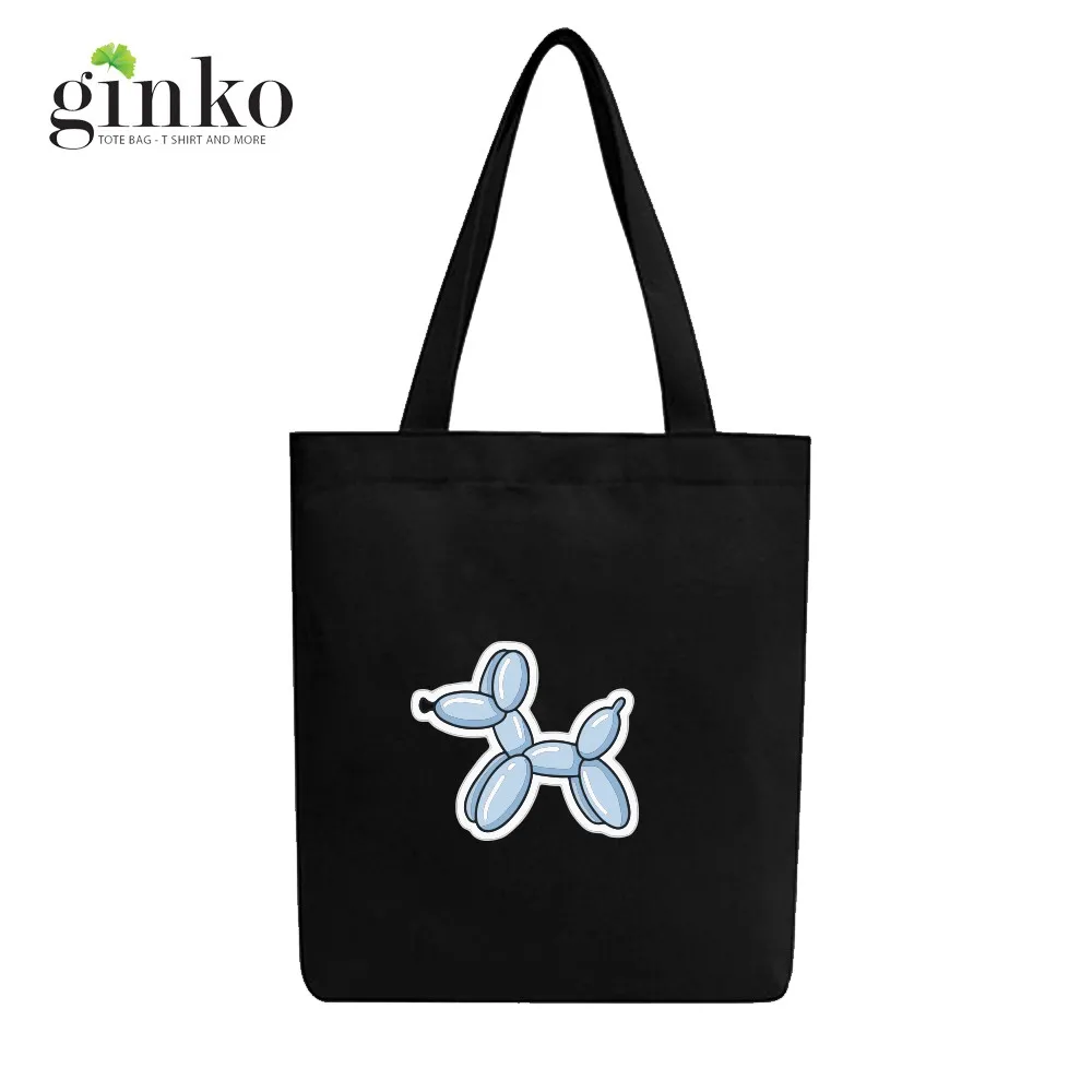 Ảnh Túi Vải Tote Ginko Có Dây Kéo Khóa Phong Cách ulzzang Hàn Quốc In Hình Puppy Baloon B20 2