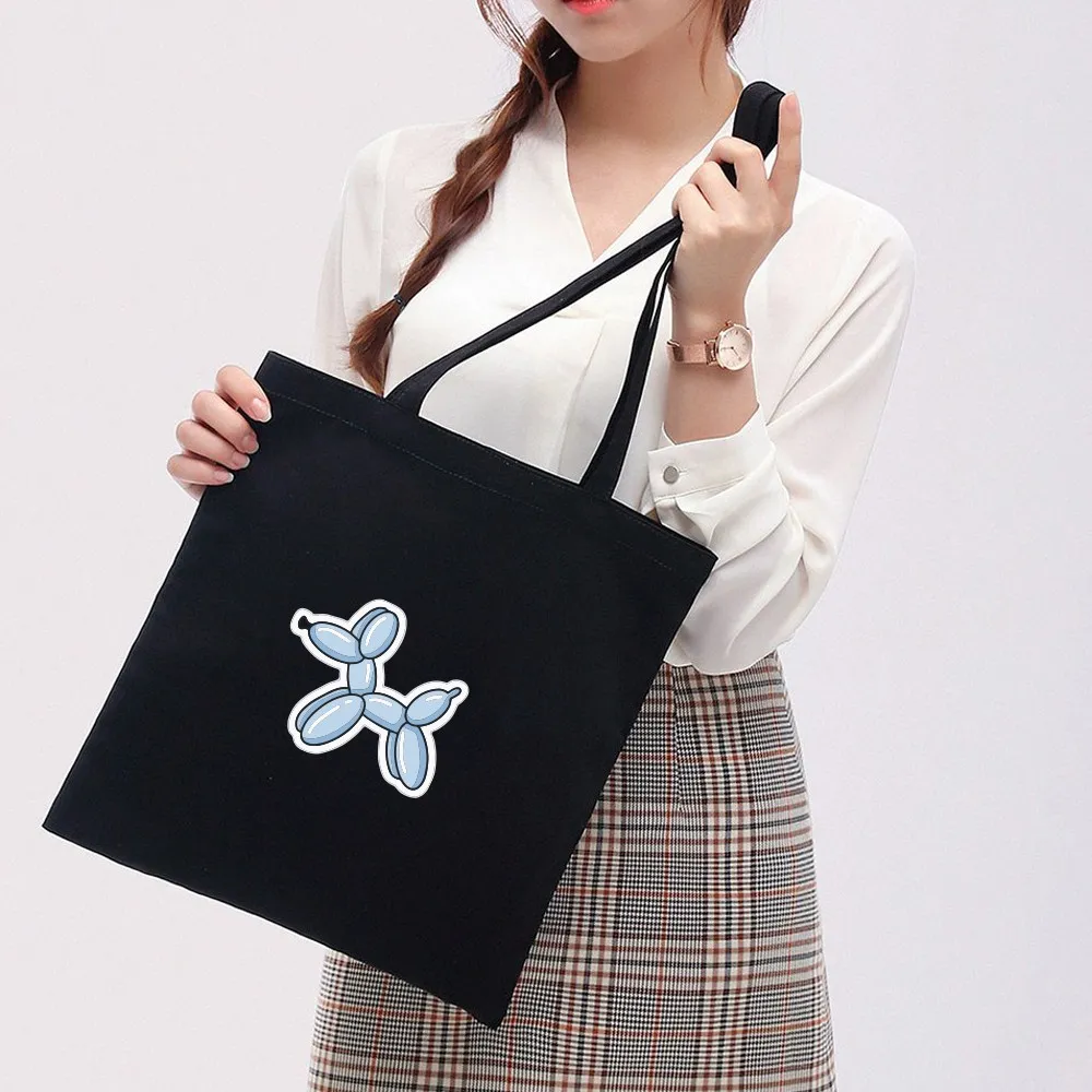 Ảnh Túi Vải Tote Ginko Có Dây Kéo Khóa Phong Cách ulzzang Hàn Quốc In Hình Puppy Baloon B20 3