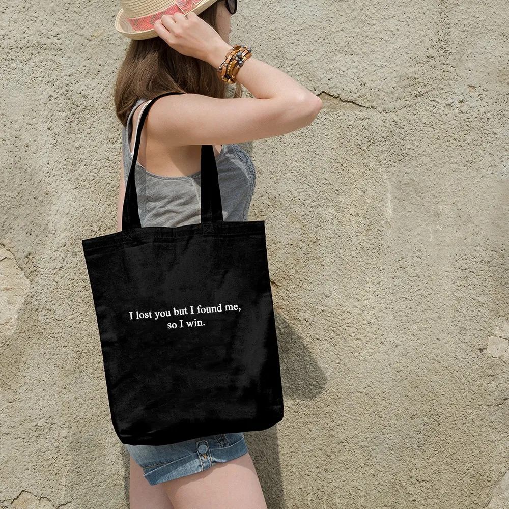 Ảnh Túi Vải Tote Ginko Có Dây Kéo Khóa ( túi con bên trong ) Phong Cách Hàn Quốc In chữ So I Win B02 3
