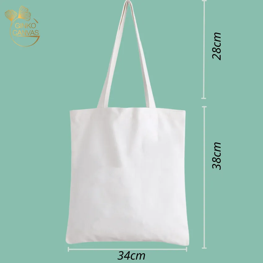 Ảnh Túi Vải Tote GINKO Kiểu Basic có dây kéo khóa miệng túi ( túi con) In Hình hoa tím G44 1