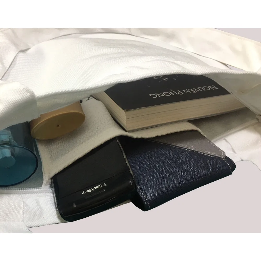 Ảnh Túi Vải Tote GINKO Kiểu Basic có dây kéo khóa (có túi con bên trong) In Hình love lazy day G179 3