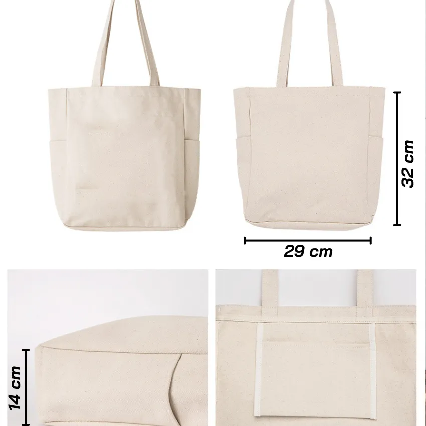 Ảnh Túi Vải Tote Ginko Unisex Có Khóa Kéo Phong Cách Hàn Quốc In Hình Think, Think, Think (nhiều mẫu) 2