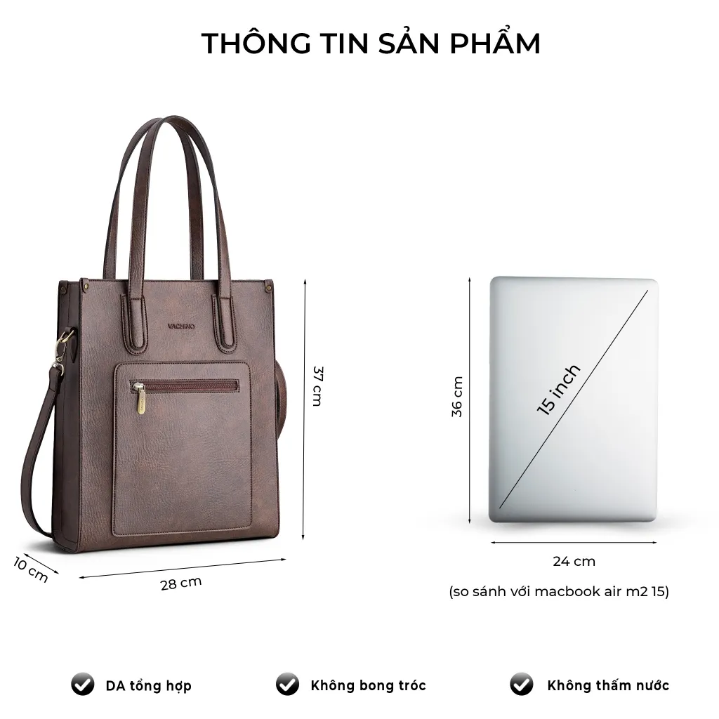 Ảnh Túi xách công sở nữ Selene Bag đựng laptop 15.6in VACHINO-TX010 4