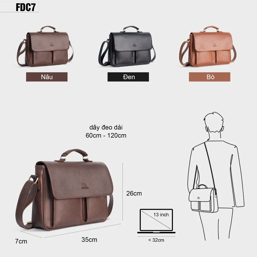 Ảnh Túi xách da nam công sở Fadoda FDC7 2