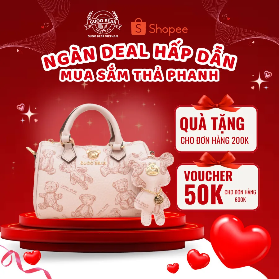 Ảnh Túi xách GUOO BEAR chính hãng - GU8027 đeo vai kèm charm gấu xinh xắn 1