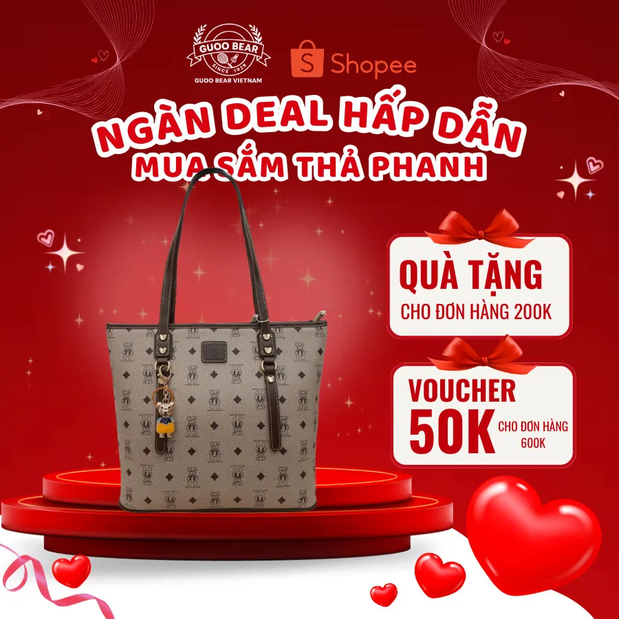 Ảnh Túi xách GUOO BEAR chính hãng - GU1150 đeo vai kèm charm gấu xinh xắn 1