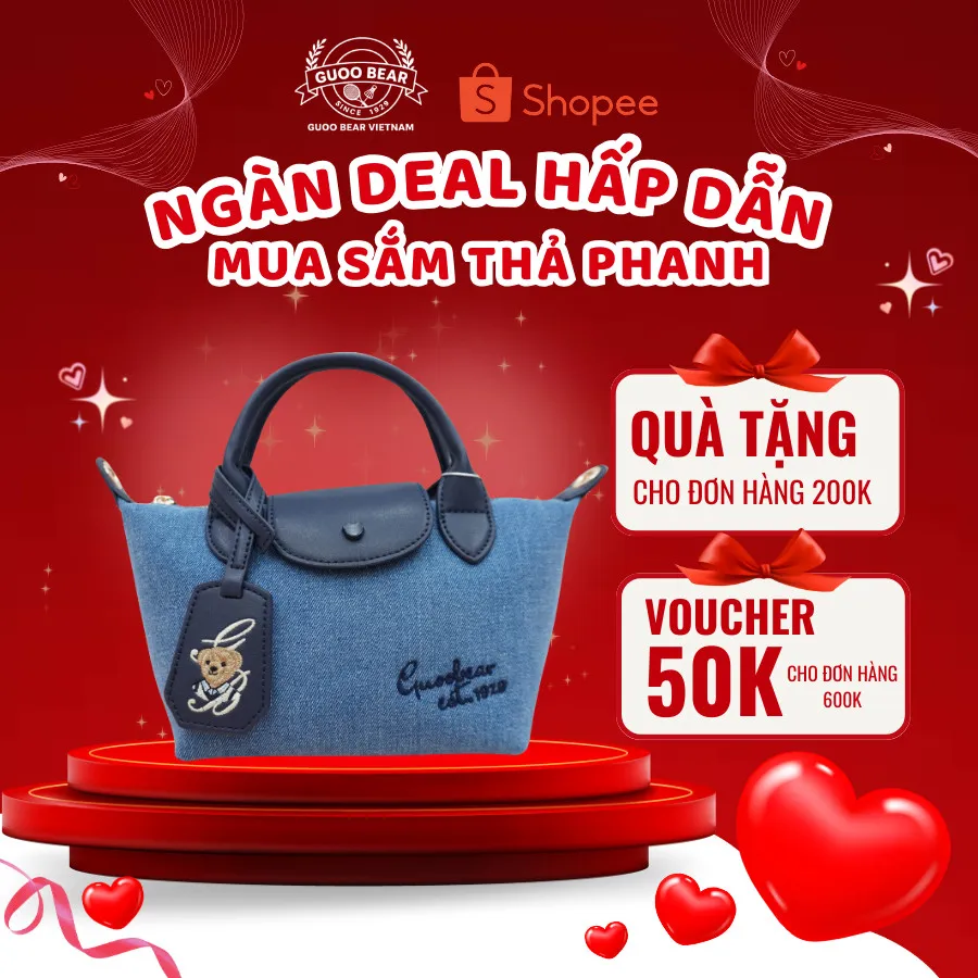Ảnh Túi xách GUOO BEAR chính hãng - GU1217 đeo vai kèm charm gấu xinh xắn 1