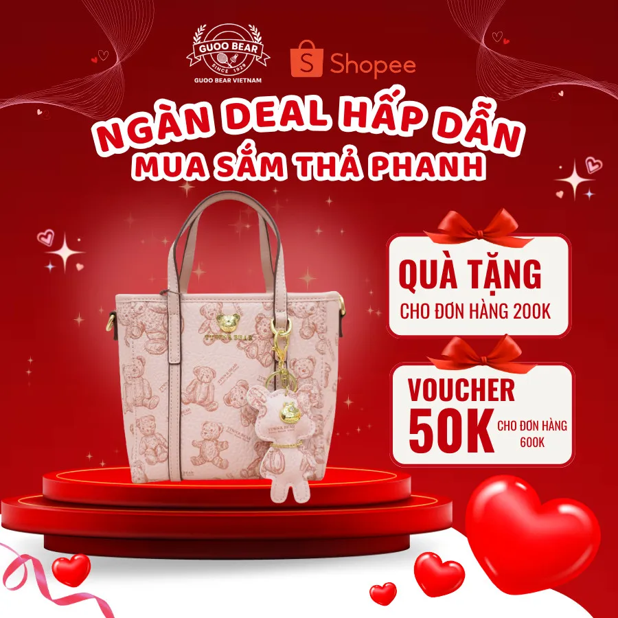 Ảnh Túi xách GUOO BEAR chính hãng - GU8025 đeo vai kèm charm gấu xinh xắn 1
