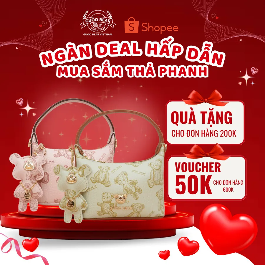 Ảnh Túi xách GUOO BEAR chính hãng - GU1078 đeo vai kèm charm gấu xinh xắn 1
