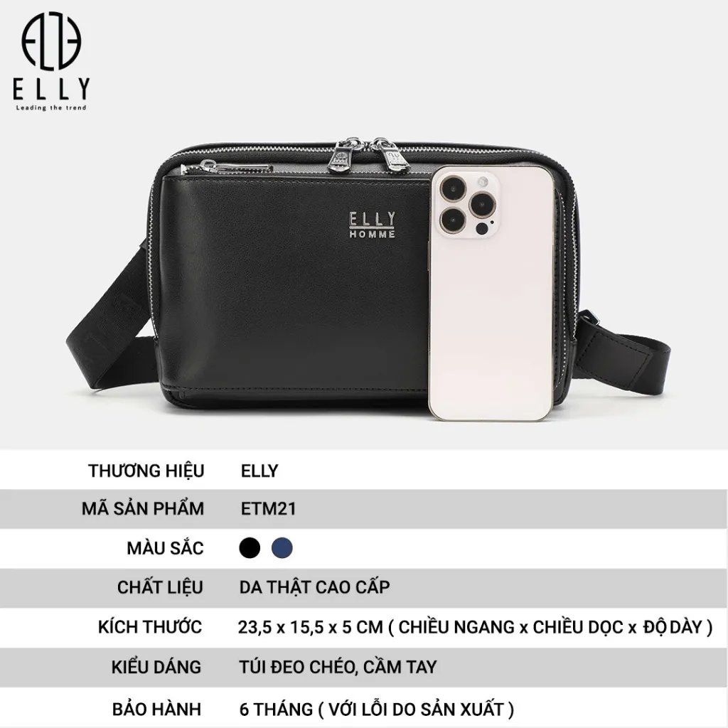 Đánh giá Túi xách nam da thật ELLY ETM21: Đẳng cấp & Sang trọng cho phái mạnh
