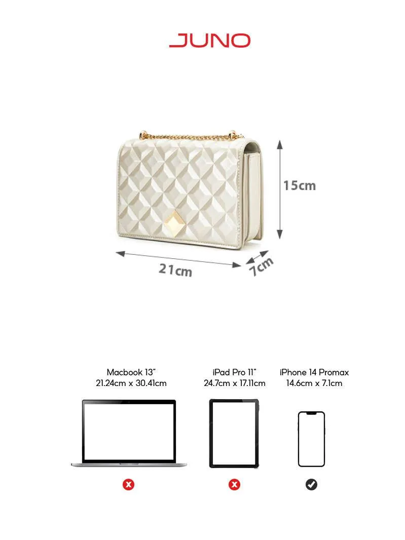 Ảnh Túi Xách Nhỏ Nữ Thời Trang JUNO Dập Hiệu Ứng Princess Diamond TXN417 4