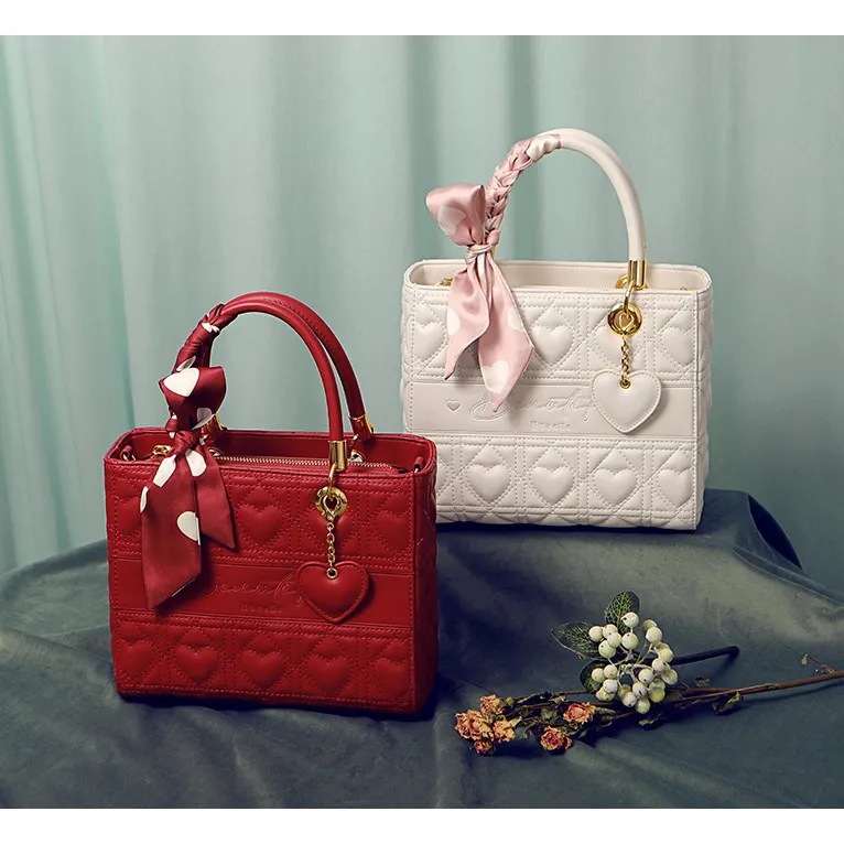 Ảnh Túi xách nữ đi tiệc đẹp Nucelle thời trang phối khăn nơ charm tim ViAnh Store 1172003 2