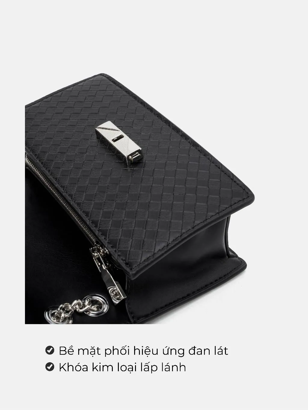 Ảnh Túi Xách Nữ Thời Trang JUNO Cỡ Nhỏ Phối Hiệu Ứng Giả Đan Lát TXN472 2