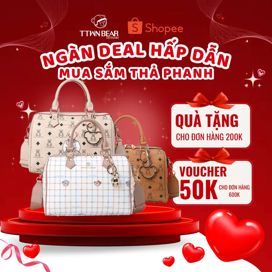 Ảnh Túi xách nữ TTWN BEAR chính hãng - TN3561 da pvc kèm charm và dây đeo đi học đi chơi 1
