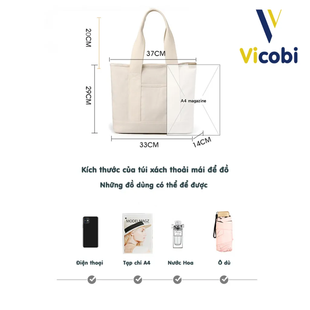 Ảnh Túi xách nữ vải Canvas dày dặn Dakota Vicobi CV1 2