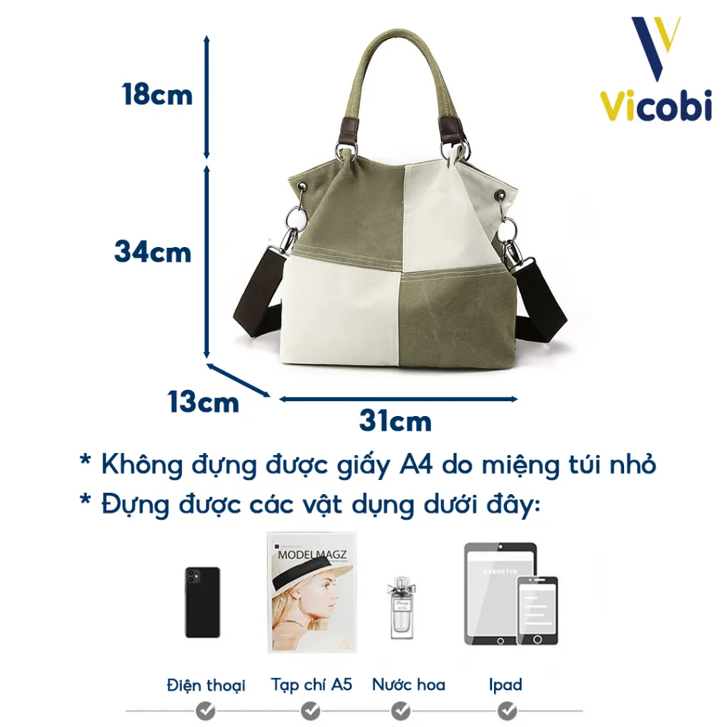 Ảnh Túi xách nữ vải Canvas dày dặn Ronan Vicobi CV2 2