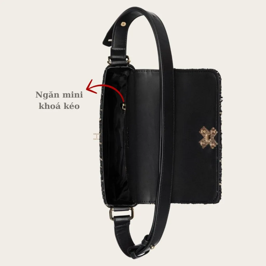 Ảnh Túi xách Vuông Shop®️ vải tweed sang trọng đeo vai và đeo chéo vừa điện thoại đi tiệc đi chơi thanh lịch 4