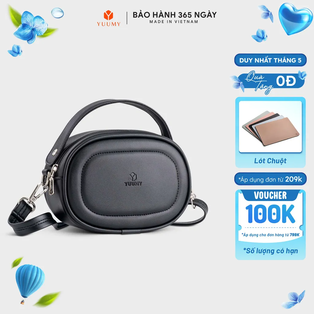 Ảnh Túi Yuumy (Thời trang nữ dáng tròn bầu viền chỉ size 20 - Túi đeo chéo da Seasand YN246) 1