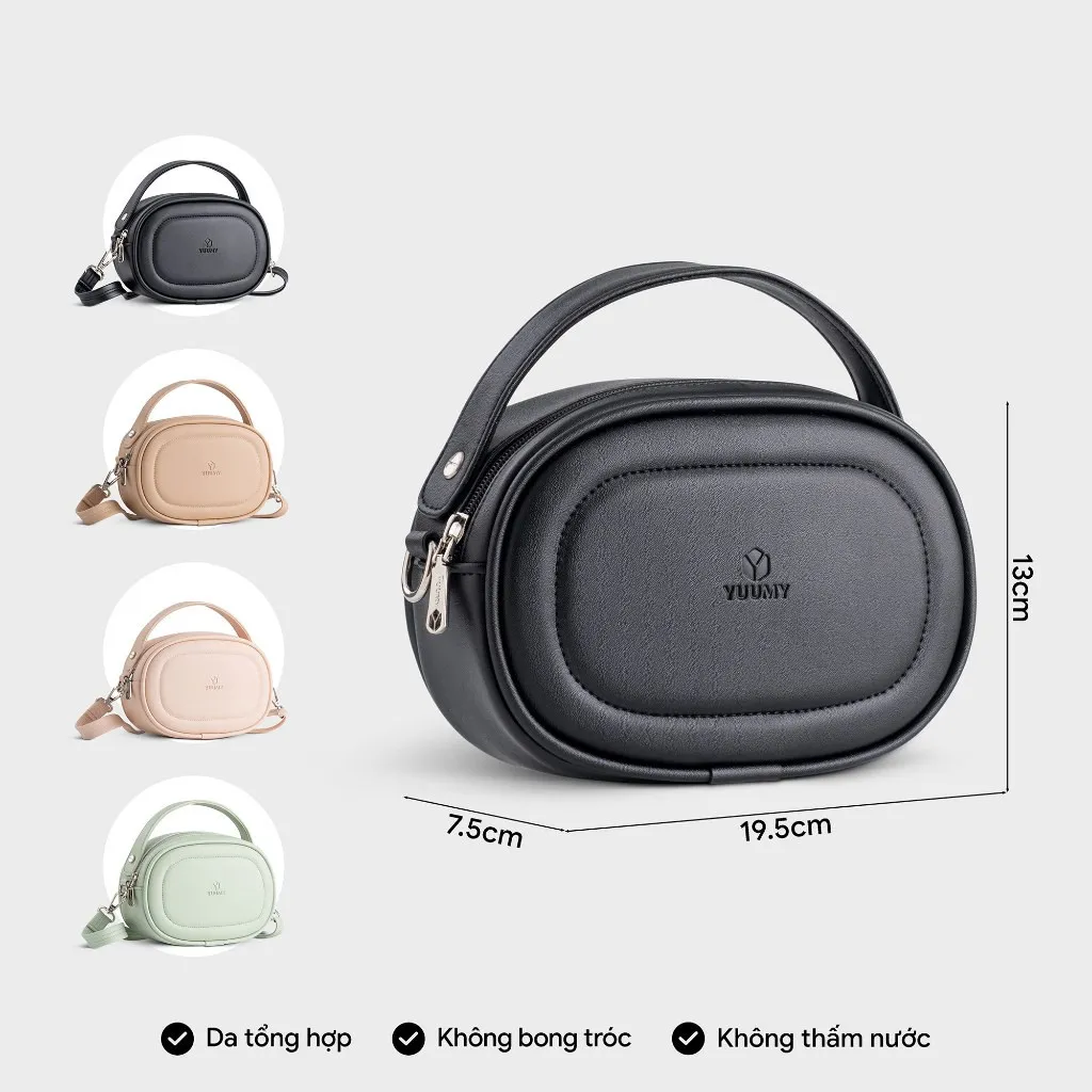 Ảnh Túi Yuumy (Thời trang nữ dáng tròn bầu viền chỉ size 20 - Túi đeo chéo da Seasand YN246) 4