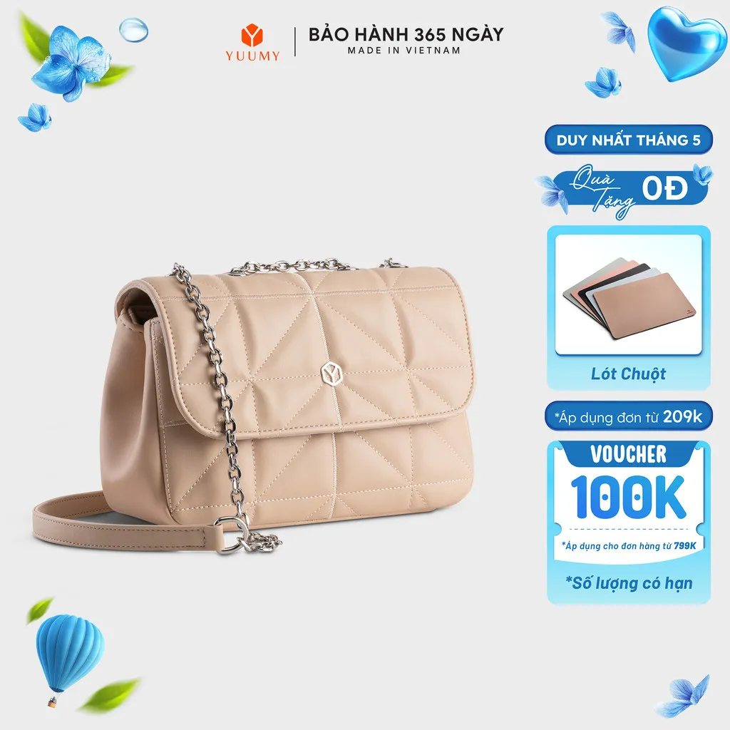 Ảnh Túi Yuumy (Thời trang nữ dây đeo phối xích cá tính size 23 - Túi đeo chéo da Seasand YN212) 1