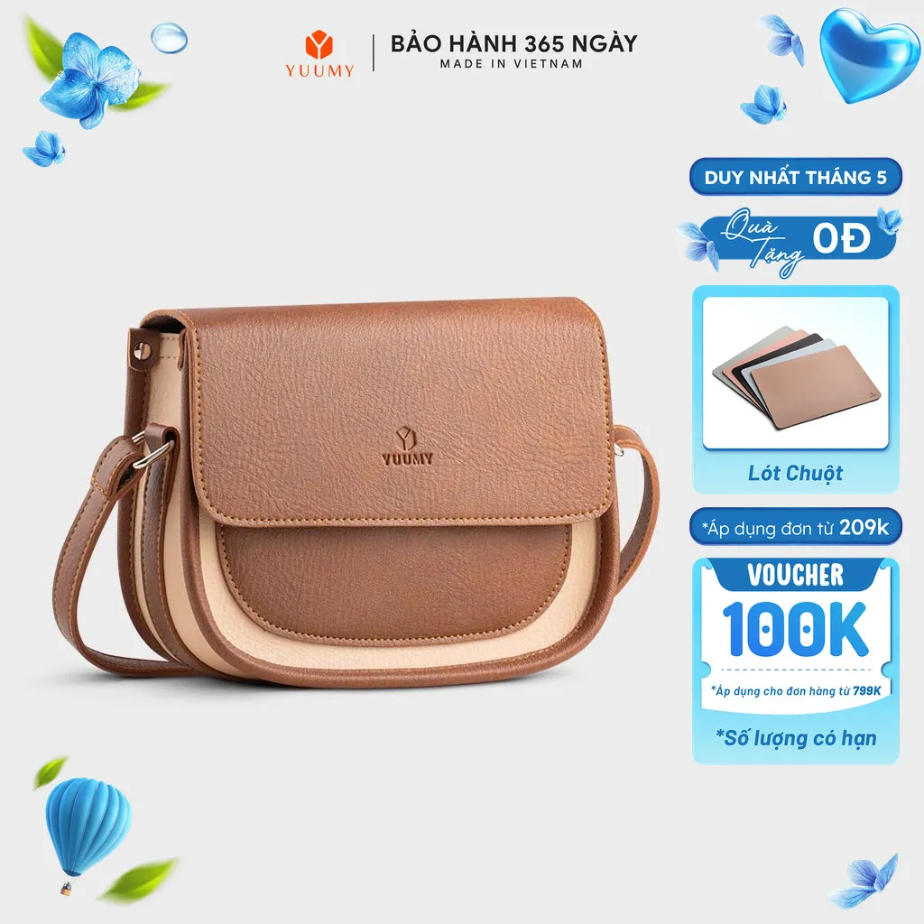 Ảnh Túi Yuumy (Thời trang nữ phối nắp gập size 21 - Túi đeo chéo da Bergen YN273) 1