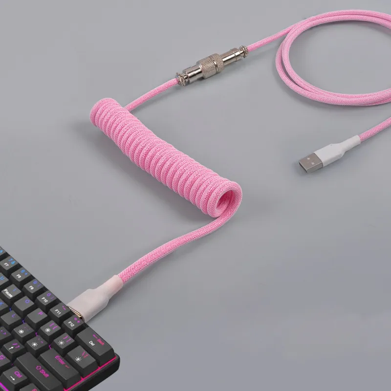 Ảnh Tùy chỉnh một lớp PET cơ khí bàn phím cuộn USB để loại C Mini Mini xoắn ốc cáp đầy màu sắc GX12 Aeroscoket 1