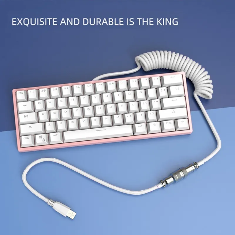 Ảnh Tùy chỉnh một lớp PET cơ khí bàn phím cuộn USB để loại C Mini Mini xoắn ốc cáp đầy màu sắc GX12 Aeroscoket 3