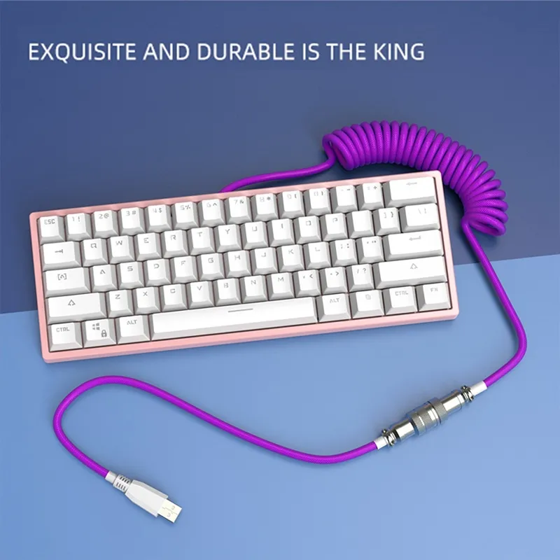 Ảnh Tùy chỉnh một lớp PET cơ khí bàn phím cuộn USB để loại C Mini Mini xoắn ốc cáp đầy màu sắc GX12 Aeroscoket 4