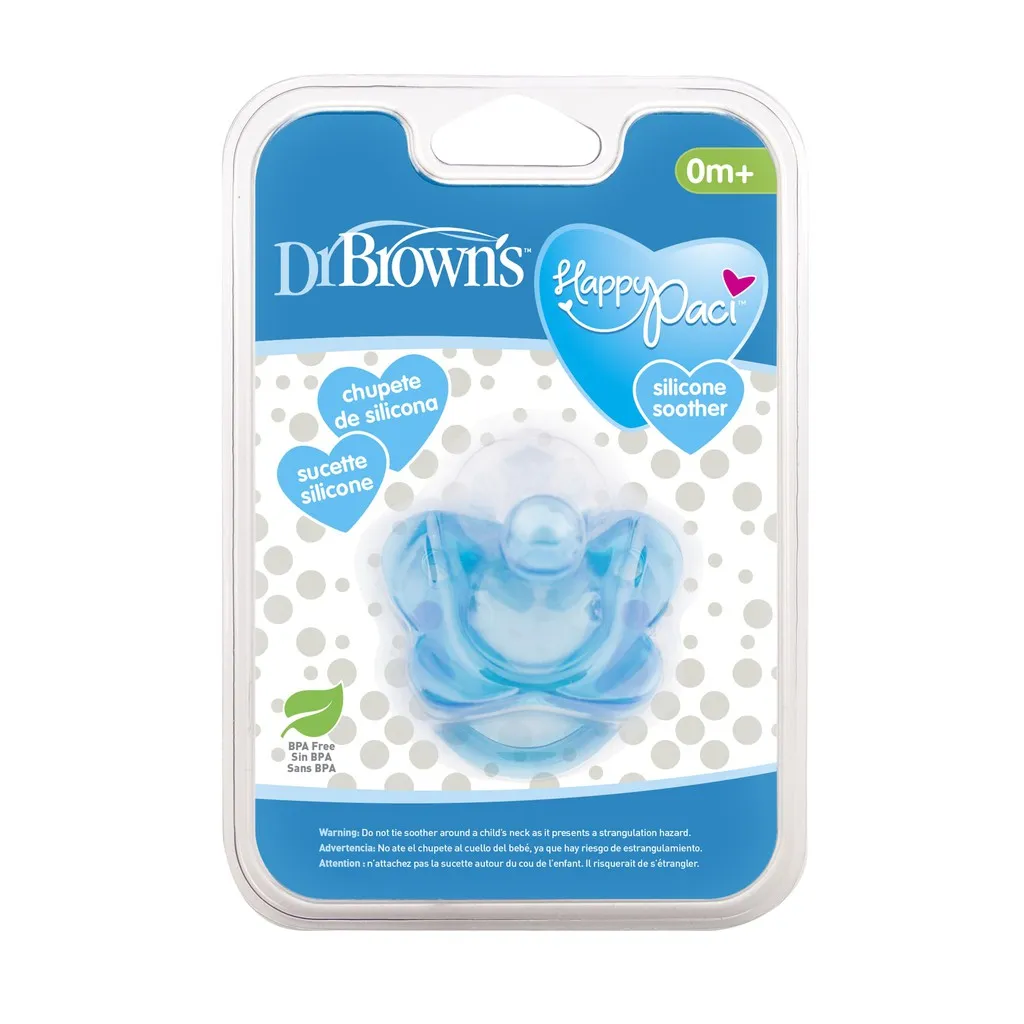 Ảnh Ty ngậm Dr.Brown's siêu mềm đầu tròn Happy Paci- màu xanh, hồng dành cho bé 0 tháng trở lên 1