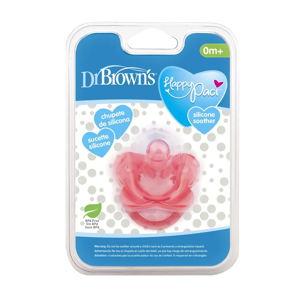 Ảnh Ty ngậm Dr.Brown's siêu mềm đầu tròn Happy Paci- màu xanh, hồng dành cho bé 0 tháng trở lên 4