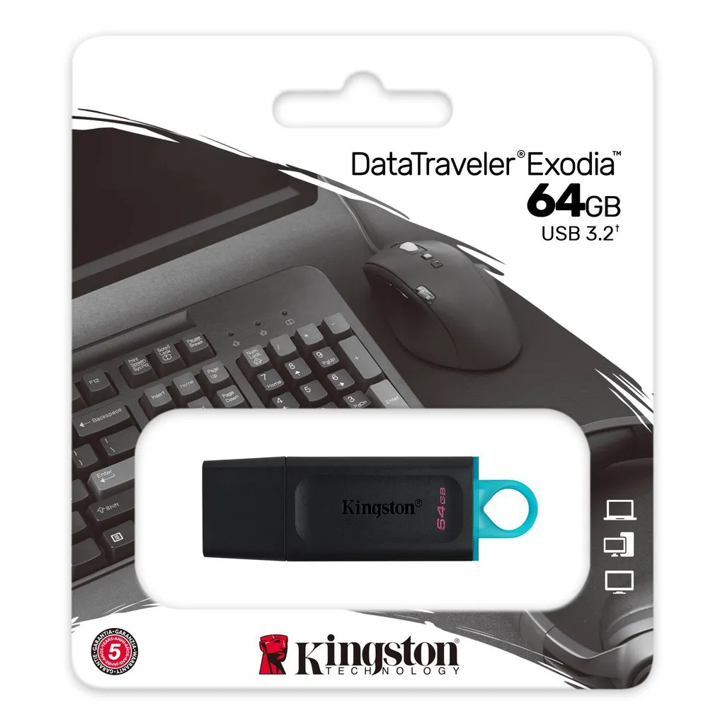 Ảnh USB 3.2 Gen 1 Kingston DataTraveler Exodia DTX 64Gb DTX/64GB thời trang với nắp bảo vệ và móc khóa màu sắc 3
