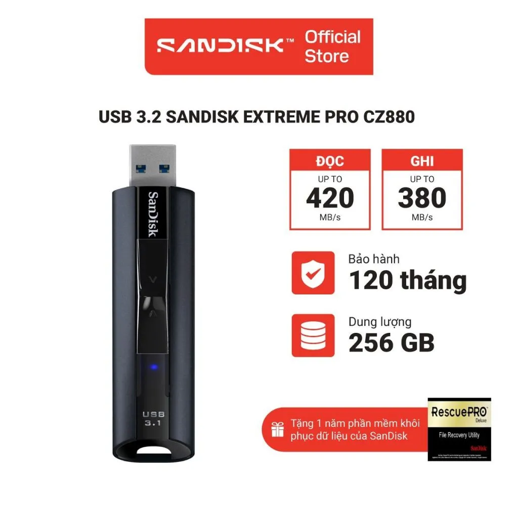 Ảnh USB 3.2 SanDisk Extreme Pro CZ880 128GB - 256GB 1