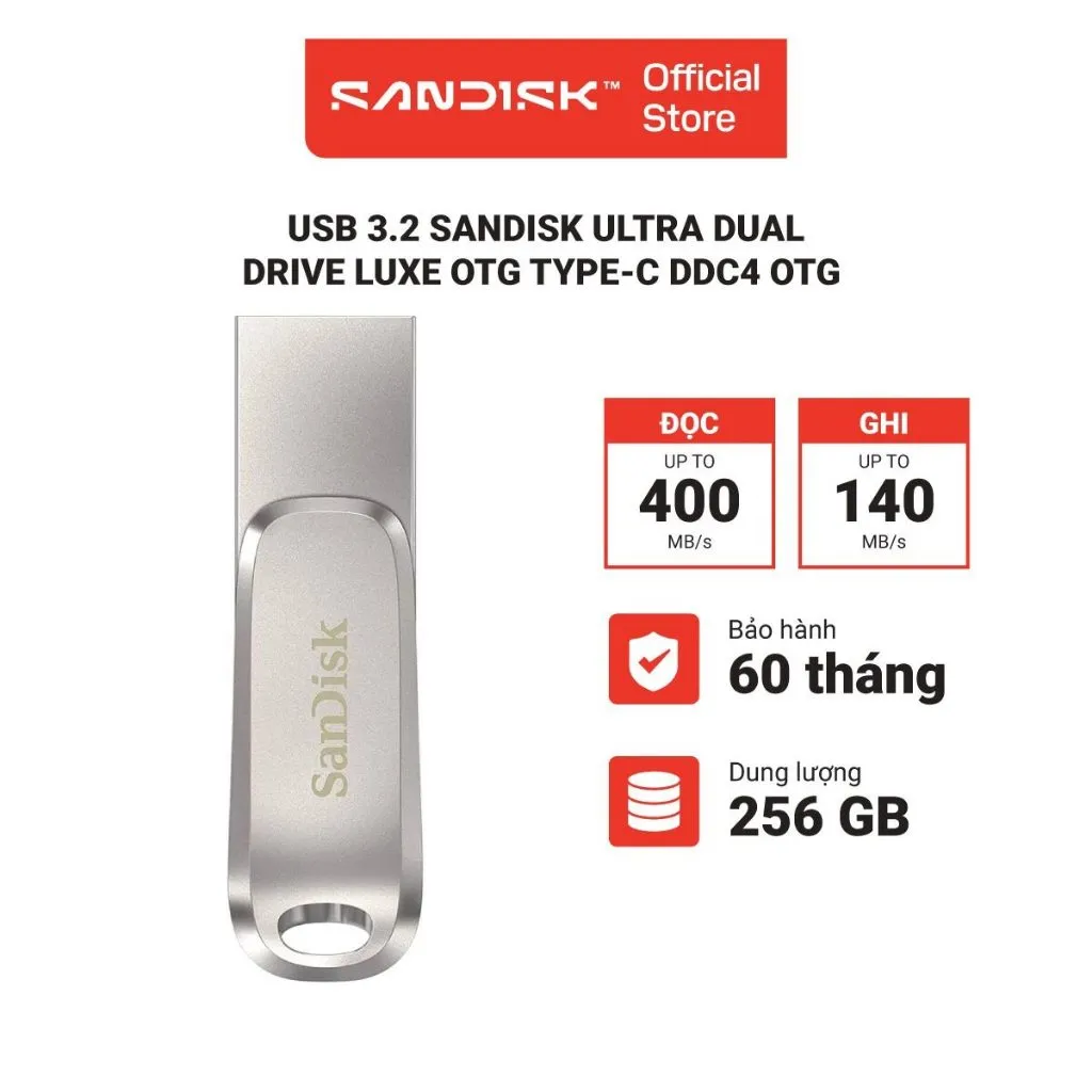 Ảnh USB 3.2 Sandisk Ultra Dual Drive Luxe 32GB - 64GB - 128GB - 256GB 400MB/s OTG Type-C DDC4 1