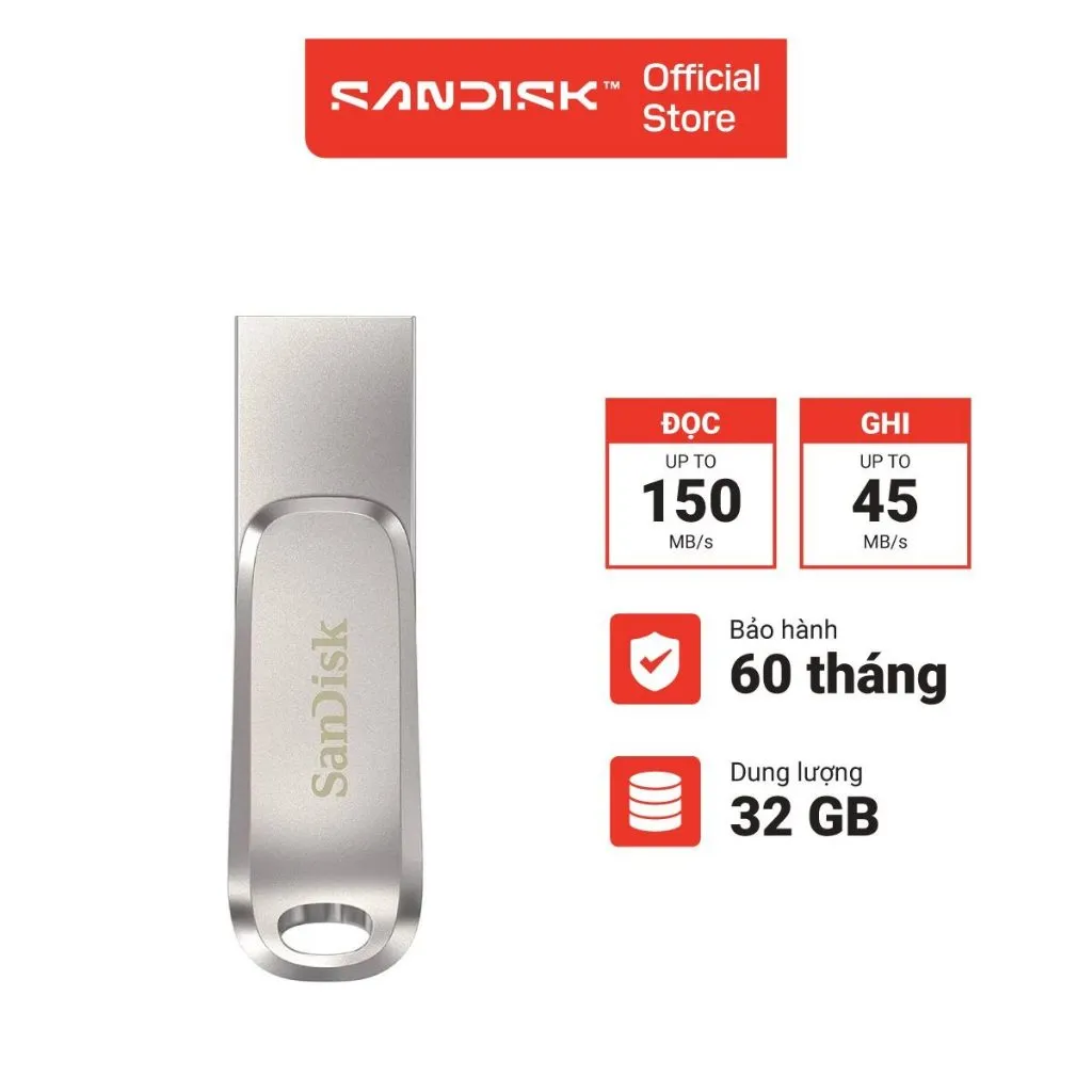 Ảnh USB 3.2 Sandisk Ultra Dual Drive Luxe 32GB - 64GB - 128GB - 256GB 400MB/s OTG Type-C DDC4 2