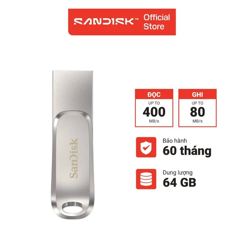 Ảnh USB 3.2 Sandisk Ultra Dual Drive Luxe 32GB - 64GB - 128GB - 256GB 400MB/s OTG Type-C DDC4 3