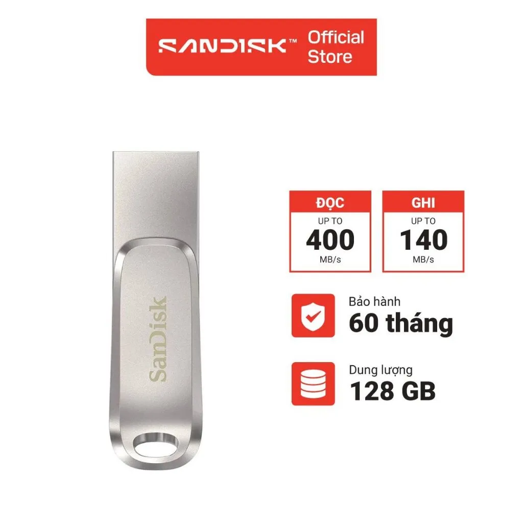 Ảnh USB 3.2 Sandisk Ultra Dual Drive Luxe 32GB - 64GB - 128GB - 256GB 400MB/s OTG Type-C DDC4 4