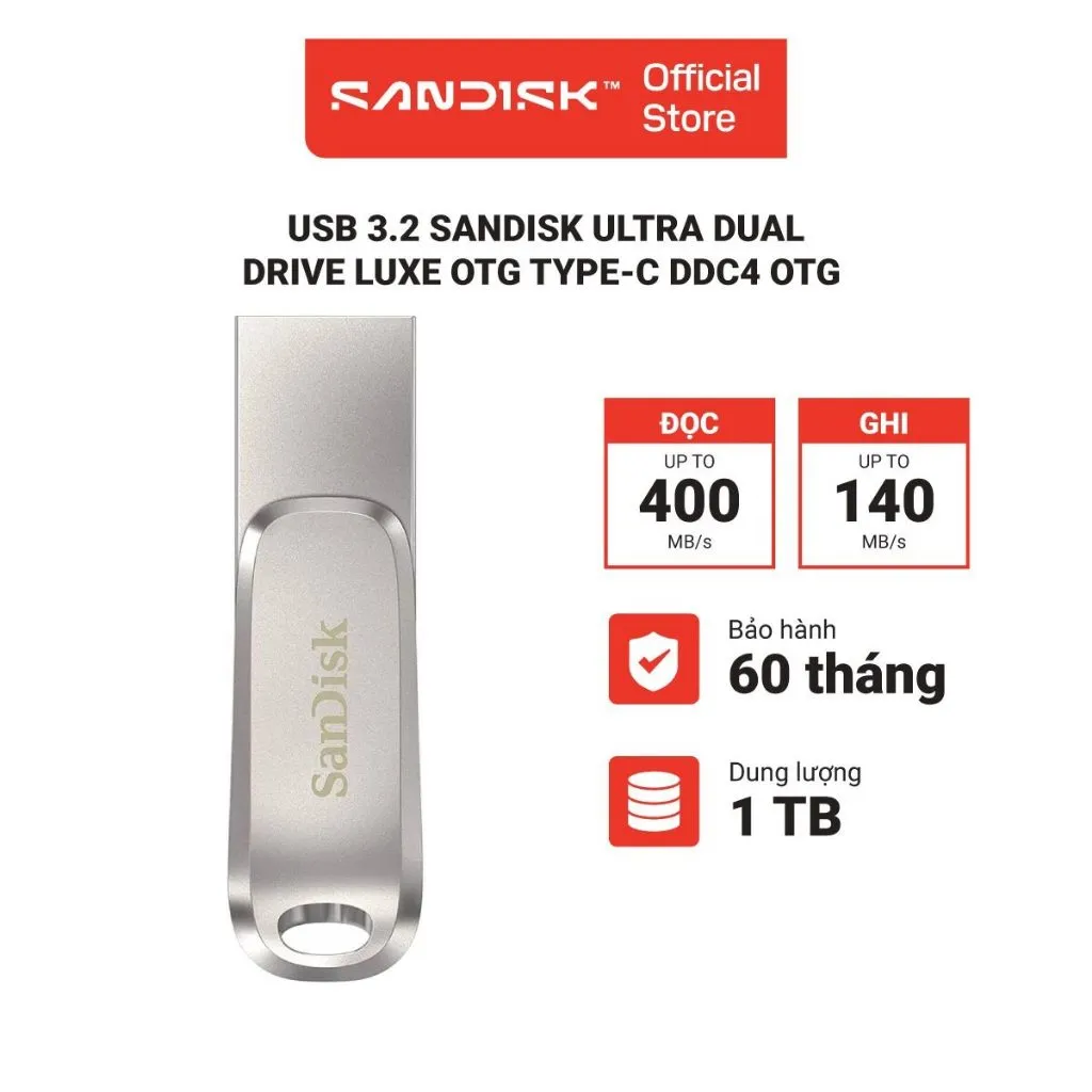 Ảnh USB 3.2 Sandisk Ultra Dual Drive Luxe 512GB - 1TB 400MB/s OTG Type-C DDC4 1