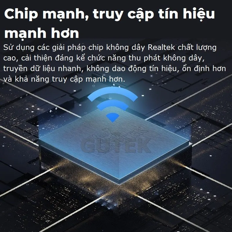 Ảnh USB thu sóng wifi Gutek WD46 1200mbps 2 râu nâng WiFi lên 5G cho máy tính pc laptop tần số 2.4G 5G 3