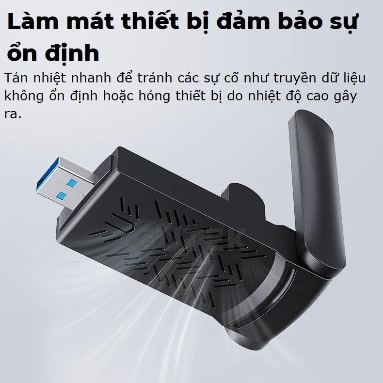 Ảnh USB thu sóng wifi Gutek WD46 1200mbps 2 râu nâng WiFi lên 5G cho máy tính pc laptop tần số 2.4G 5G 4