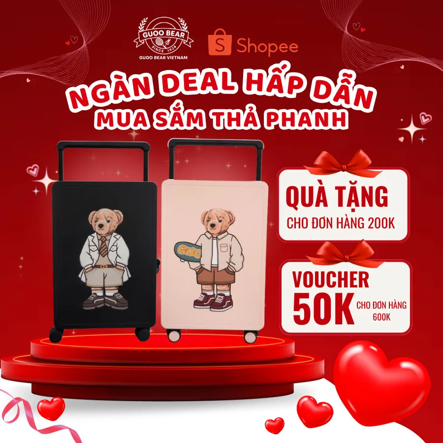 Ảnh Vali GUOO BEAR chính hãng - GU9001 GU9002 đi du lịch size 20, size 24 1