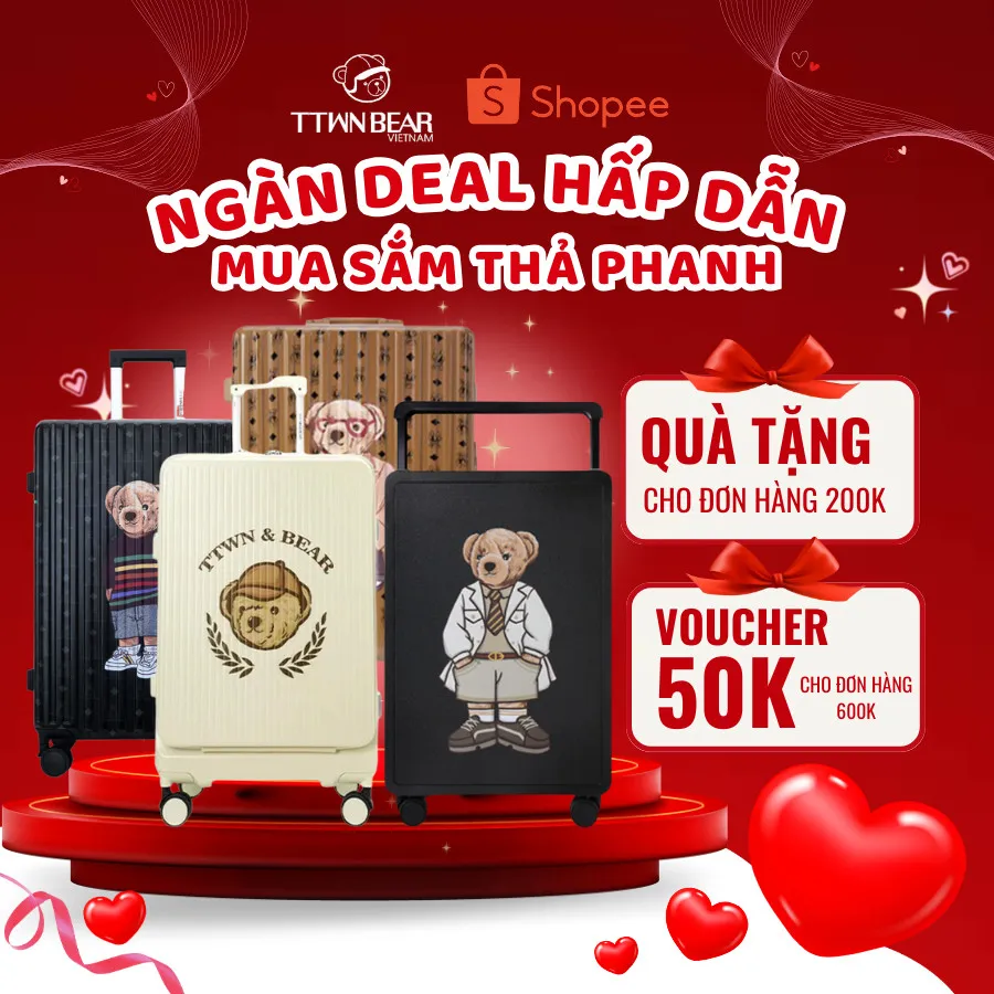 Ảnh Vali TTWN BEAR chính hãng - TN7041 đi du lịch, đi chơi size 20, size 24 1