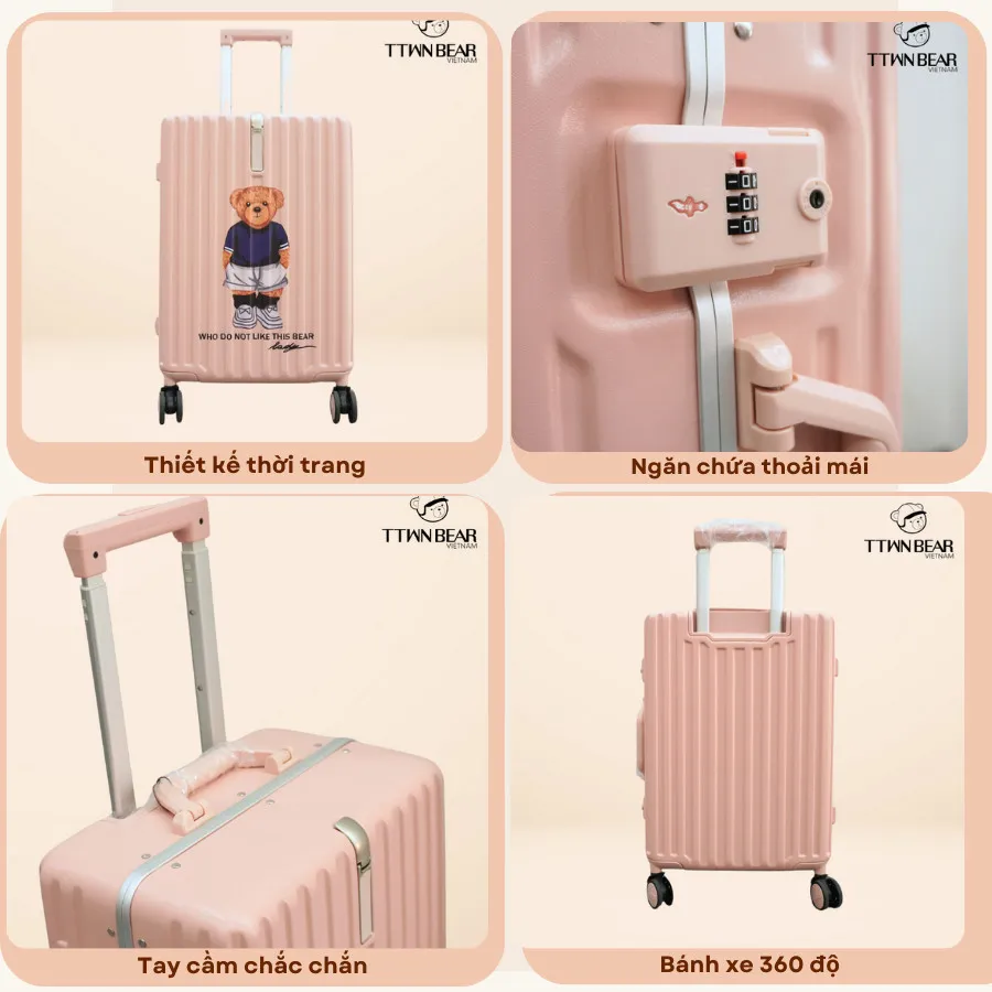 Ảnh Vali TTWN BEAR chính hãng - TN7001 cao cấp đi du lịch size 24 in và 20 in 4