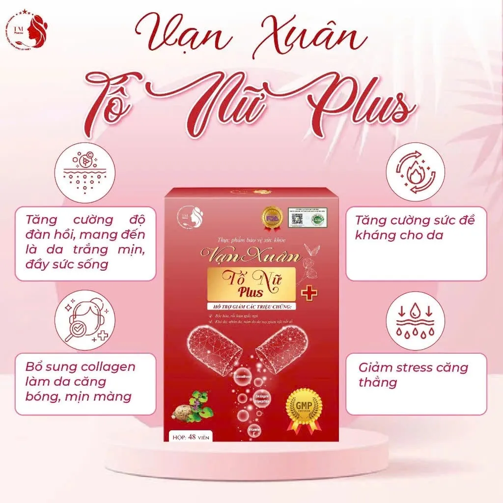 Ảnh Vạn Xuân Tố Nữ Plus Collagen nội tiết hỗ trợ làm đẹp da, mờ thâm nám và ngăn ngừa lão hoá hộp 48 viên 2