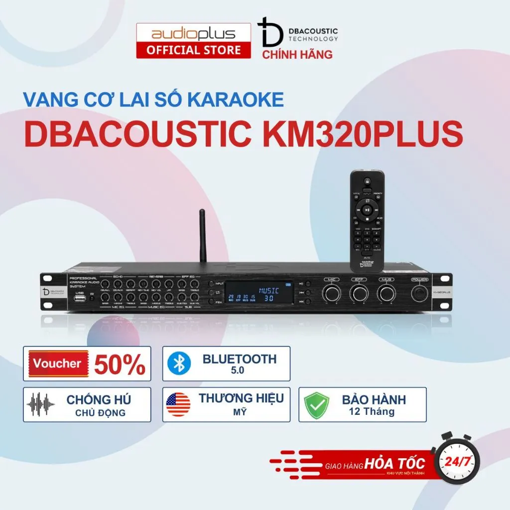 Ảnh Vang cơ lai số karaoke DBACOUSTIC KM320Plus - Bluetooth 5.0 - Hiệu ứng ECHO/REVERB - Chống hú 5 cấp 1