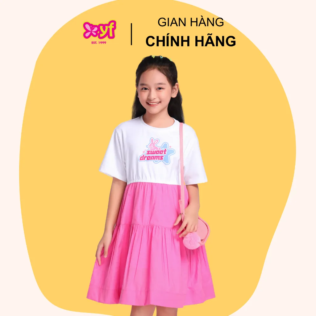 Ảnh Váy đầm babydoll cộc tay cho bé gái 18-55KG áo thun váy xòe chất vải cotton 4 chiều mêm mát TDX036-4 4