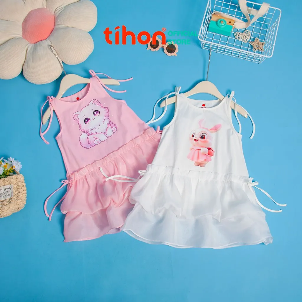 Ảnh Váy cho bé gái TIHON cao cấp chất liệu cotton phối tơ mềm mại bồng bềnh VT0786104 1