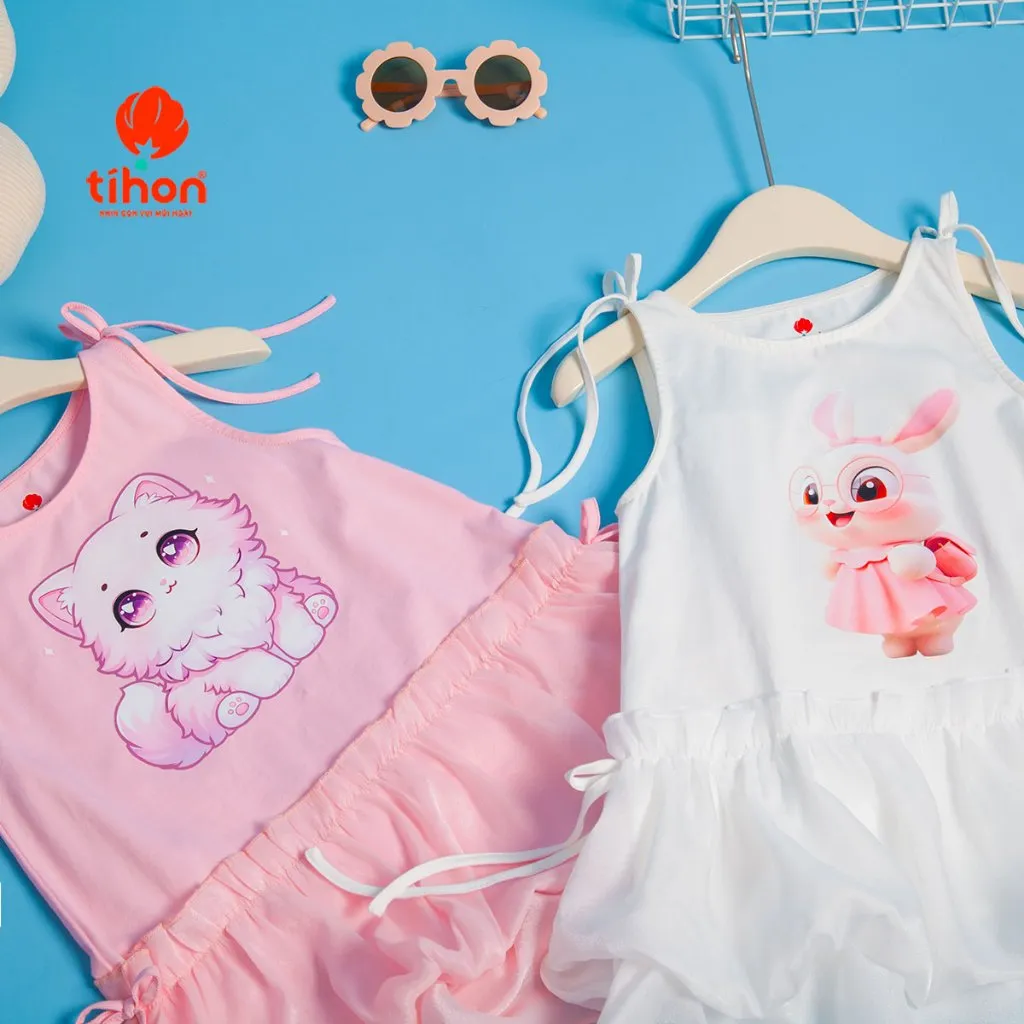 Ảnh Váy cho bé gái TIHON cao cấp chất liệu cotton phối tơ mềm mại bồng bềnh VT0786104 2
