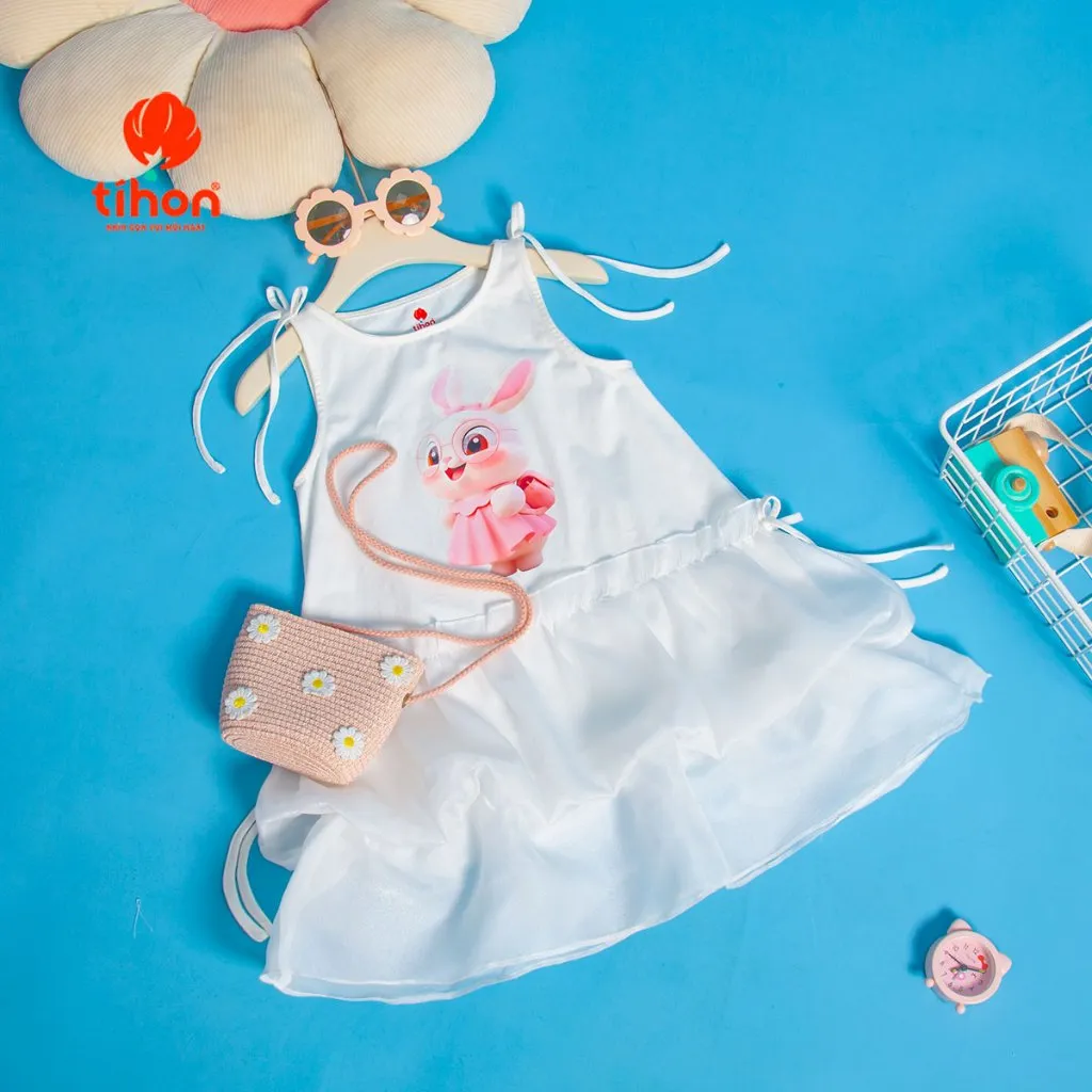 Ảnh Váy cho bé gái TIHON cao cấp chất liệu cotton phối tơ mềm mại bồng bềnh VT0786104 3