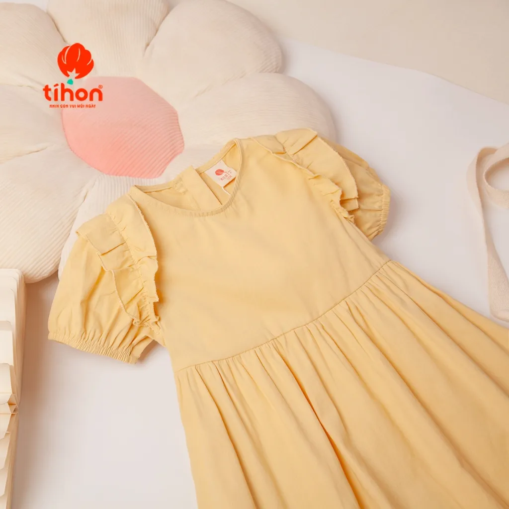 Ảnh Váy cho bé gái TIHON cao cấp chất liệu thô nhún bèo dễ thương VT0786069 3