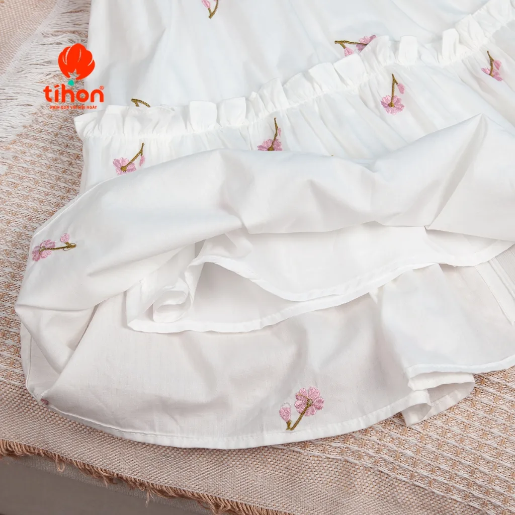 Ảnh Váy cho bé gái TIHON cao cấp chất liệu vải thô thêu hoa siêu xinh cho bé VT0750385 3
